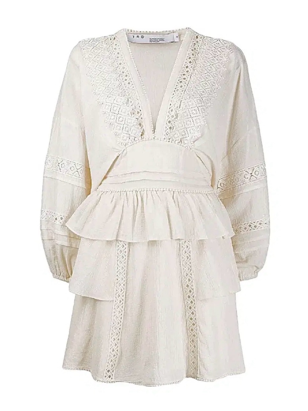 IRO Paris Figons Crochet-Trimmed Ruffled Cotton-Gauze Mini Dress size 38
